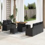 Conjunto de sofá de jardín con cojín con almohada 8 pcs Negro en Sofás de exterior | Comprar online en Foru.es