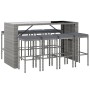 Mesa y taburetes altos jardín 9 pzas y cojines ratán PE gris de vidaXL, Conjuntos de jardín - Ref: Foro24-3187624, Precio: 43...