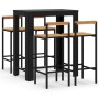 Mesa bar y taburetes jardín 5 pzas madera acacia ratán PE negro de vidaXL, Conjuntos de jardín - Ref: Foro24-3187712, Precio:...