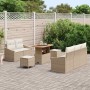 Conjunto de sofá de jardín con cojín 8 pcs Beige y Crema en Sofás de exterior | Comprar online en Foru.es
