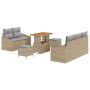 Conjunto de sofá de jardín con cojín 8 pcs Beige y Gris Claro en Sofás de exterior | Comprar online en Foru.es