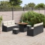 Conjunto de sofá de jardín con cojín 9 pcs Negro y crema en Sofás de exterior | Comprar online en Foru.es