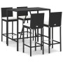 Mesa y taburetes altos jardín 5 pzas y cojines ratán PE negro de vidaXL, Conjuntos de jardín - Ref: Foro24-3187643, Precio: 4...