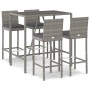 Mesa y taburetes altos jardín 5 piezas y cojines ratán PE gris de vidaXL, Conjuntos de jardín - Ref: Foro24-3187644, Precio: ...