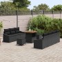 Conjunto de sofá de jardín con cojín con almohada 10 pcs Negro en Sofás de exterior | Comprar online en Foru.es