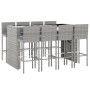 Mesa y taburetes altos jardín 9 pzas y cojines ratán PE gris de vidaXL, Conjuntos de jardín - Ref: Foro24-3187630, Precio: 74...