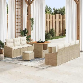 Conjunto de sofá de jardín con cojín 10 pcs Beige y Crema en Sofás de exterior | Comprar online en Foru.es