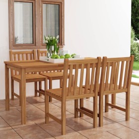 Conjunto de comedor de jardín de 5 piezas, 160 x 80 cm, madera maciza de teca en Conjuntos de jardín | Comprar online en Foru.es
