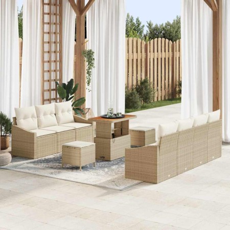 Conjunto de sofá de jardín con cojín 10 pcs Beige y Crema en Sofás de exterior | Comprar online en Foru.es