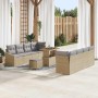Conjunto de sofá de jardín con cojín 11 pcs Beige y Gris Claro en Sofás de exterior | Comprar online en Foru.es