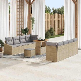 Conjunto de sofá de jardín con cojín 11 pcs Beige y Gris Claro en Sofás de exterior | Comprar online en Foru.es
