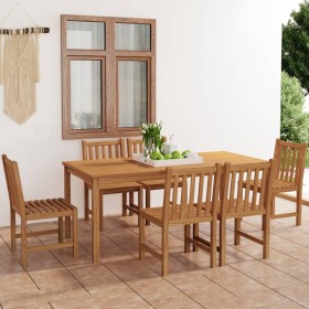 Conjunto de comedor de jardín de 7 piezas, 180 x 90 cm, madera maciza de teca en Conjuntos de jardín | Comprar online en Foru.es