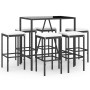 Mesa y taburetes altos jardín y cojines 7 pzas ratán PE negro de vidaXL, Conjuntos de jardín - Ref: Foro24-3187635, Precio: 3...