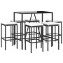 Mesa y taburetes altos jardín y cojines 7 pzas ratán PE negro de vidaXL, Conjuntos de jardín - Ref: Foro24-3187635, Precio: 3...