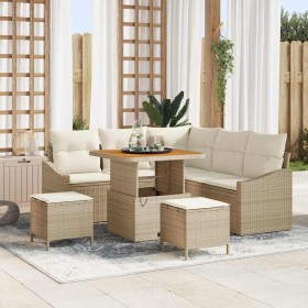 Conjunto de sofá de jardín con cojín 8 pcs Beige y Crema en Sofás de exterior | Comprar online en Foru.es