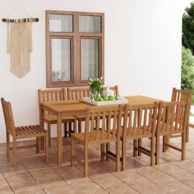 Conjunto de comedor de jardín de 9 piezas, 180 x 90 cm, madera maciza de teca en Conjuntos de jardín | Comprar online en Foru.es