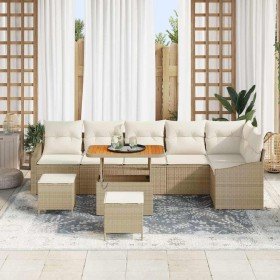 Conjunto de sofás de jardín con cojín 9 pcs Beige Poliratán en Sofás de exterior | Comprar online en Foru.es