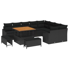 Conjunto de sofá de jardín con cojín con almohada 12 pcs Negro en Sofás de exterior | Comprar online en Foru.es