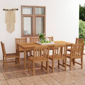 Conjunto de comedor de jardín de 9 piezas, 200 x 100 cm, madera maciza de teca en Conjuntos de jardín | Comprar online en Foru.e