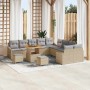 Conjunto de sofá de jardín con cojín 13 pcs Beige y Gris Claro en Sofás de exterior | Comprar online en Foru.es