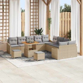 Conjunto de sofá de jardín con cojín 13 pcs Beige y Gris Claro en Sofás de exterior | Comprar online en Foru.es
