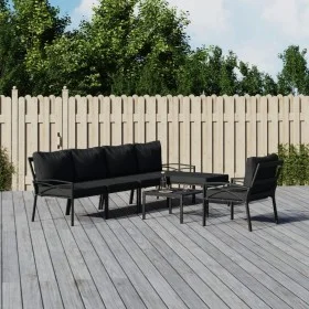 Juego de muebles de jardín 7 piezas acero con cojines gris de vidaXL, Conjuntos de jardín - Ref: Foro24-3187947, Precio: 614,...