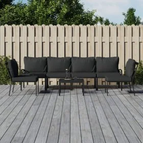 Juego de muebles de jardín 7 piezas acero con cojines gris de vidaXL, Conjuntos de jardín - Ref: Foro24-3187949, Precio: 593,...