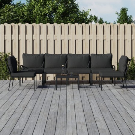 Juego de muebles de jardín 7 piezas acero con cojines gris de vidaXL, Conjuntos de jardín - Ref: Foro24-3187949, Precio: 581,...
