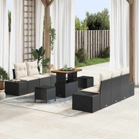 Conjunto de sofás de jardín con cojín 8 pcs Negro Poliratán en Sofás de exterior | Comprar online en Foru.es