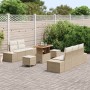 Conjunto de sofás de jardín con cojín 8 pcs Beige Poliratán en Sofás de exterior | Comprar online en Foru.es