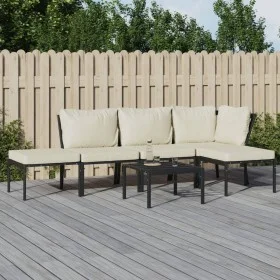 6-piece steel garden furniture set with sand-colored cushions by vidaXL, Garden sets - Ref: Foro24-3187955, Price: 451,98 €, ...