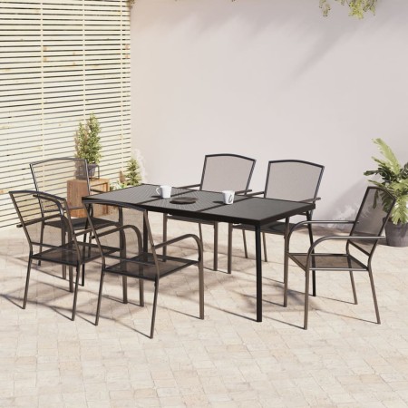 Juego de comedor de jardín 7 piezas acero gris antracita de vidaXL, Conjuntos de jardín - Ref: Foro24-3187971, Precio: 439,53...