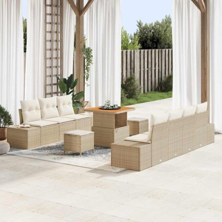Conjunto de sofás de jardín con cojín 10 pcs Beige Poliratán en Sofás de exterior | Comprar online en Foru.es