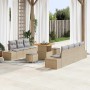 Conjunto de sofás de jardín con cojín 10 pcs Beige Poliratán en Sofás de exterior | Comprar online en Foru.es