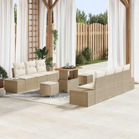 Conjunto de sofás de jardín con cojín 10 pcs Beige Poliratán en Sofás de exterior | Comprar online en Foru.es