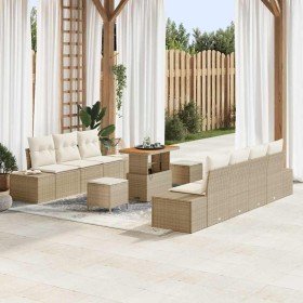 Conjunto de sofás de jardín con cojín 10 pcs Beige Poliratán en Sofás de exterior | Comprar online en Foru.es