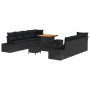 Conjunto de sofá de jardín con cojín con almohada 11 pcs Negro en Sofás de exterior | Comprar online en Foru.es