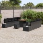Conjunto de sofá de jardín con cojín con almohada 11 pcs Negro en Sofás de exterior | Comprar online en Foru.es