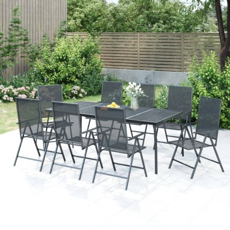Juego de comedor de jardín 9 piezas acero gris antracita de vidaXL, Conjuntos de jardín - Ref: Foro24-3187984, Precio: 592,86...
