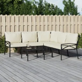6-piece steel garden furniture set with sand-colored cushions by vidaXL, Garden sets - Ref: Foro24-3187962, Price: 541,90 €, ...