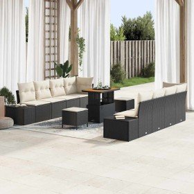 Conjunto de sofá de jardín con cojín 11 pcs Negro y crema en Sofás de exterior | Comprar online en Foru.es