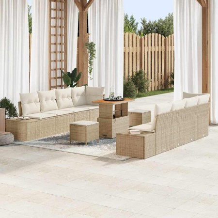 Conjunto de sofá de jardín con cojín 11 pcs Beige y Crema en Sofás de exterior | Comprar online en Foru.es