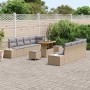 Conjunto de sofá de jardín con cojín 11 pcs Beige y Gris Claro en Sofás de exterior | Comprar online en Foru.es