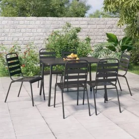 Juego de comedor de jardín 7 piezas acero gris antracita de vidaXL, Conjuntos de jardín - Ref: Foro24-3187992, Precio: 428,74...