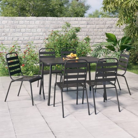 Juego de comedor de jardín 7 piezas acero gris antracita de vidaXL, Conjuntos de jardín - Ref: Foro24-3187992, Precio: 444,65...