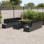 Conjunto de sofá de jardín con cojín con almohada 11 pcs Negro en Sofás de exterior | Comprar online en Foru.es