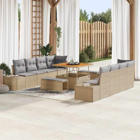 Conjunto de sofá de jardín con cojín 11 pcs Beige y Gris Claro en Sofás de exterior | Comprar online en Foru.es