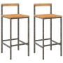 Taburetes altos 2 uds madera de acacia y ratán sintético gris de vidaXL, Taburetes de cocina - Ref: Foro24-362607, Precio: 94...
