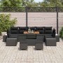Conjunto de sofá de jardín con cojín con almohada 10 pcs Negro en Sofás de exterior | Comprar online en Foru.es