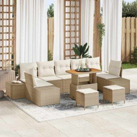 Conjunto de sofá de jardín con cojín 10 pcs Beige y Crema en Sofás de exterior | Comprar online en Foru.es